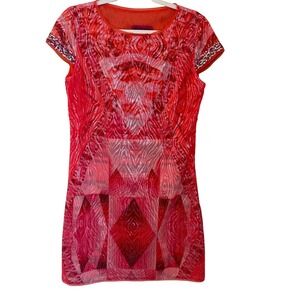 Custo Barcelona LowXury Size 3 Medium Coral Sequin Geometric Mini Dress